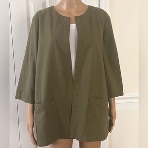NWOT EILEEN FISHER 3/4 Sleeve Organic Cotton Open Front Jacket. Size L